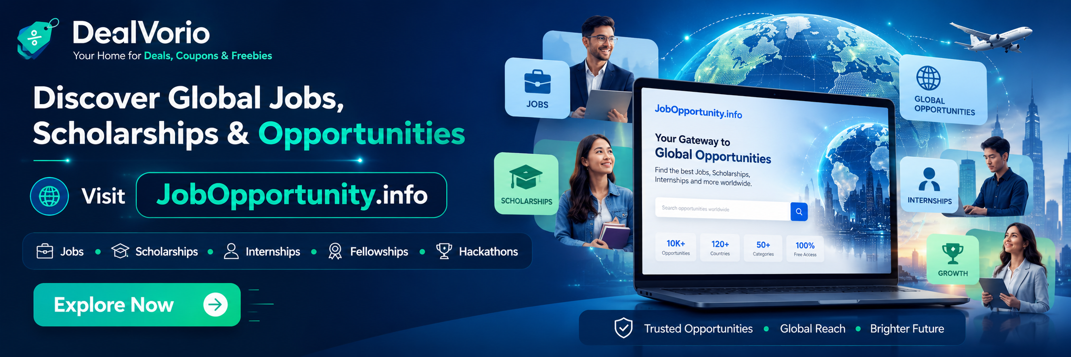 Discover global jobs, scholarships, internships and opportunities at JobOpportunity.info